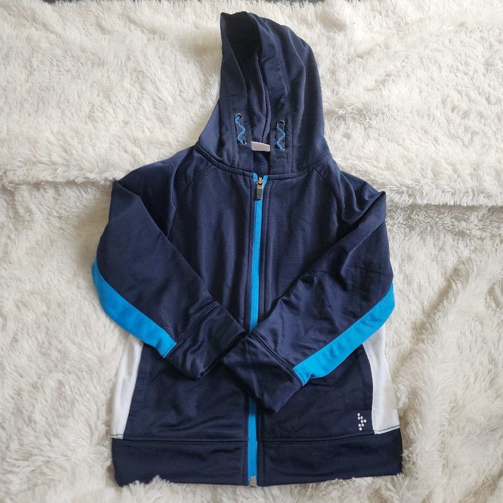 Gymgo blue zip up athletic track jacket size xs 3-4
